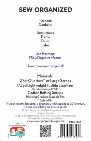 Sew Organized pattern and frame sewing organizer kit with instructions, elastic, and label