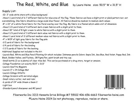 The Red White and Blue Flag Collage Pattern by Laura Heine # FWLHRWB Fiberworks