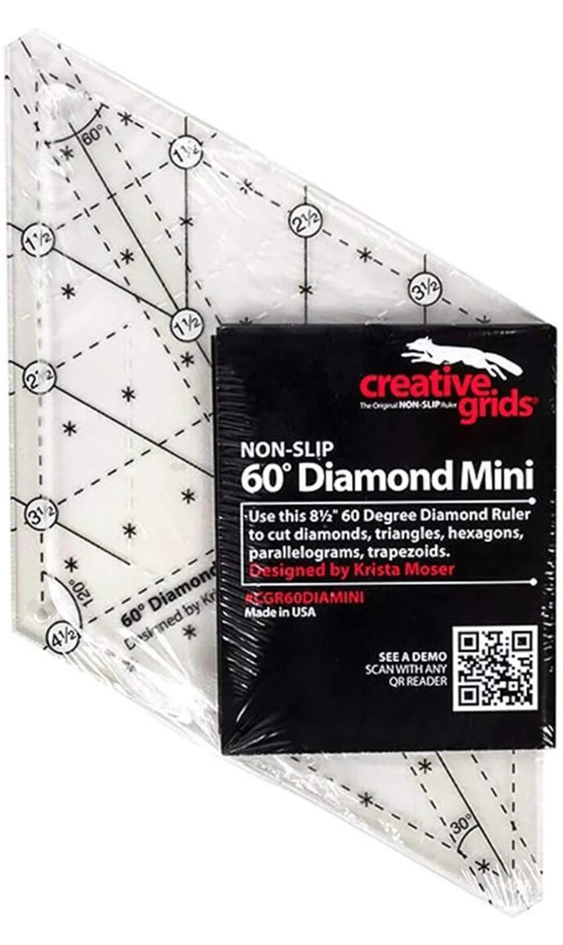 Packaged Creative Grids non-slip 60-degree diamond mini quilting ruler