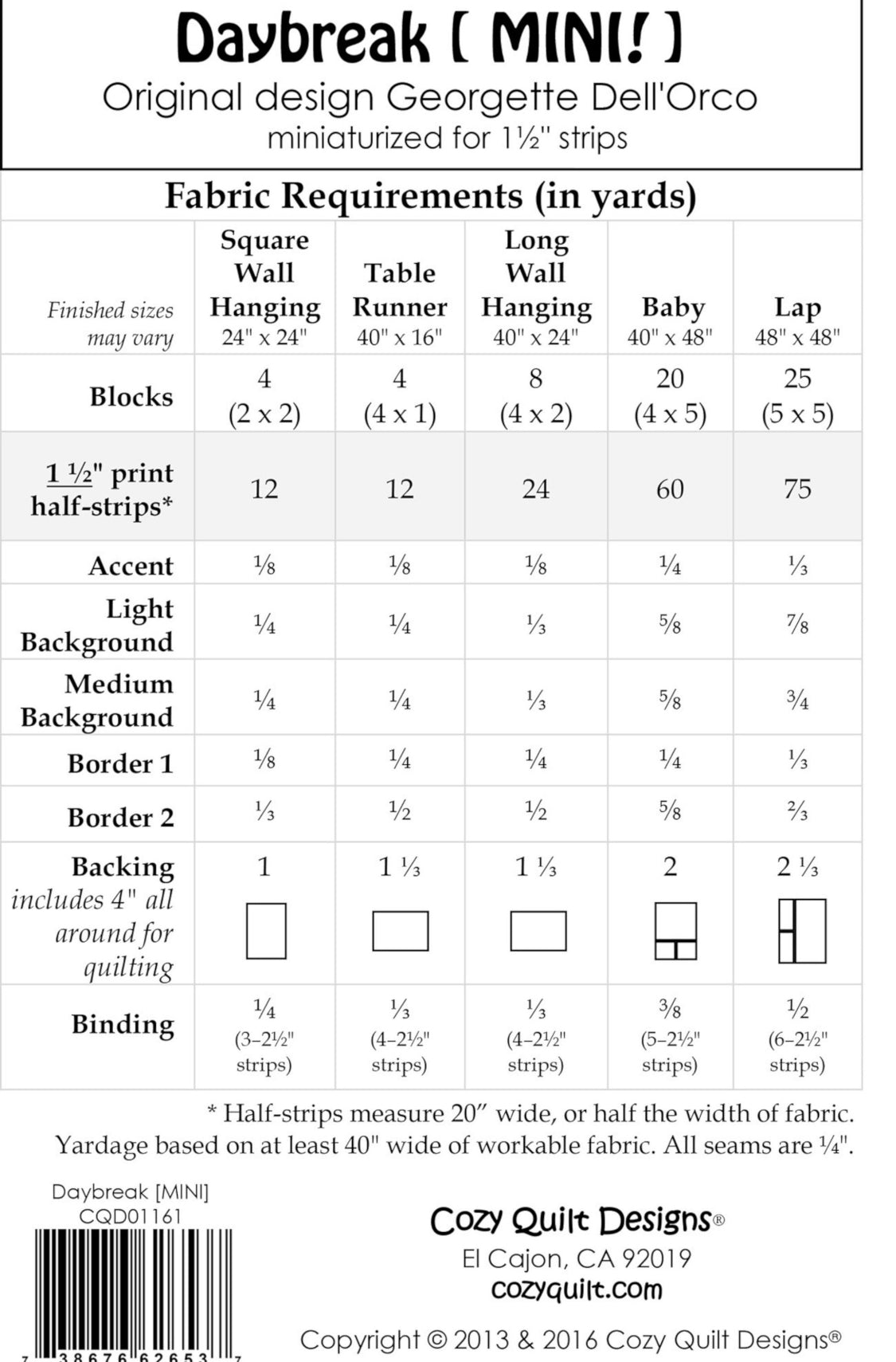 Daybreak (Mini) Quilt Pattern from Cozy Quilt Designs