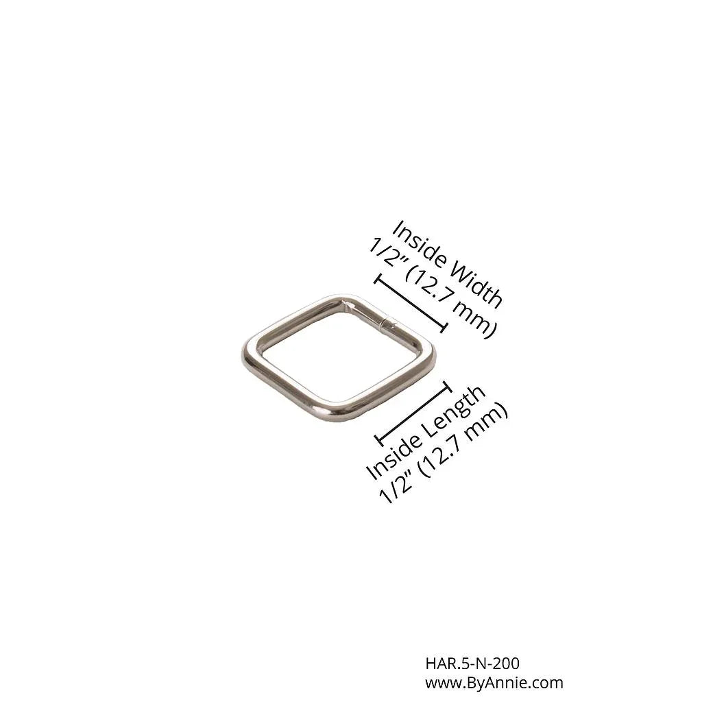 Nickel rectangle ring, inside 1/2 in (12.7 mm) width and length