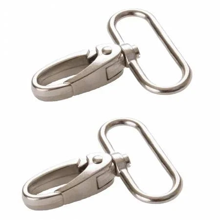 Nickel swivel hook set of two with spring clip and D-ring style loops