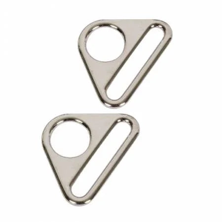 Two nickel triangle flat rings with open loop centers
