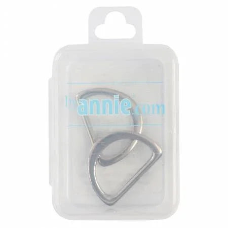 Nickel flat D-rings set of two in clear blister package