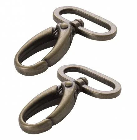 Antique brass swivel hooks, set of two with looped ends