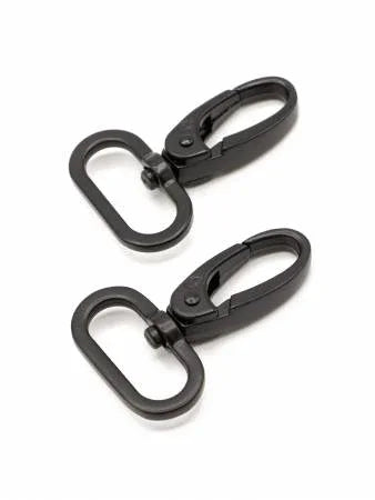 Black metal swivel hooks, set of two with spring clasps
