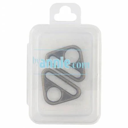 Set of two flat triangle rings, antique brass finish, in clear blister pack