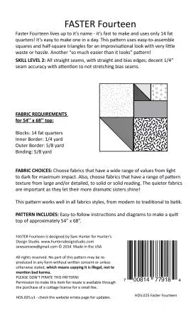 Faster Fourteen quilt pattern, additional view, HDS025 from Hunter's Design Studio