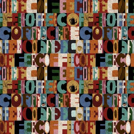 Happiness in a Cup Beige Multi Coffee Text CD3422-MULTI from Timeless Treasures