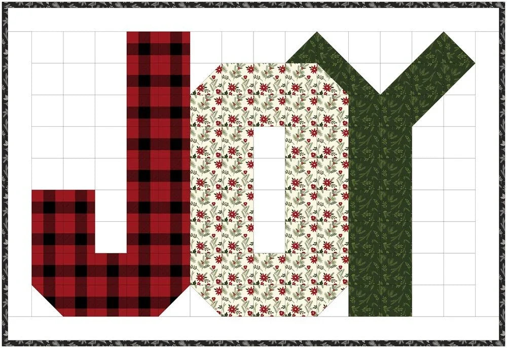 Holiday quilt patchwork fabric squares: red-black plaid and green floral patch