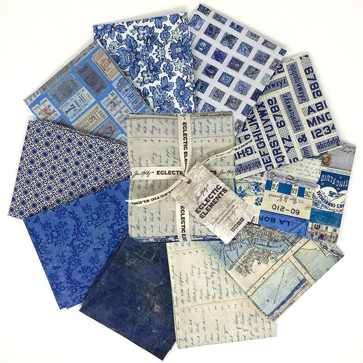 Eclectic Elements Palette Indigo by Tim Holtz Fat Quarter Bundle from FreeSpirit Fabrics