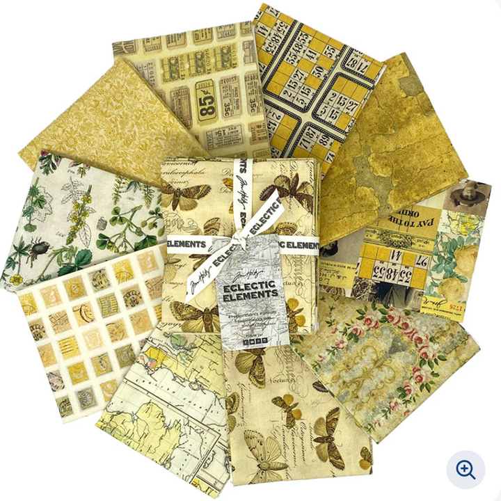 Eclectic Elements Palette Yellow by Tim Holtz Fat Quarter Bundle from FreeSpirit Fabrics