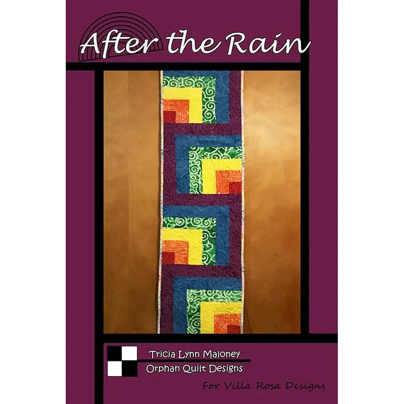 Quilt pattern cover with multicolor block patchwork design in green, yellow, purple