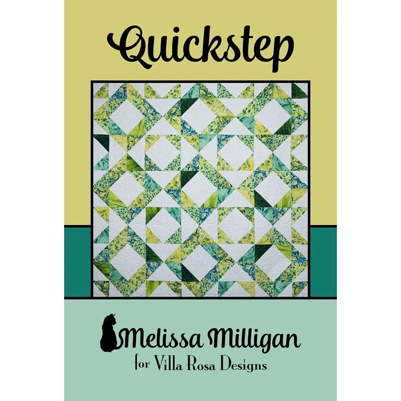 Quickstep quilt pattern by Villa Rosa Designs with green and blue diamond blocks