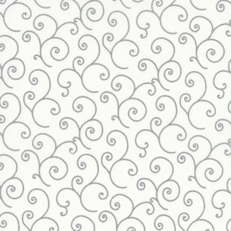 White and light grey scroll pattern fabric