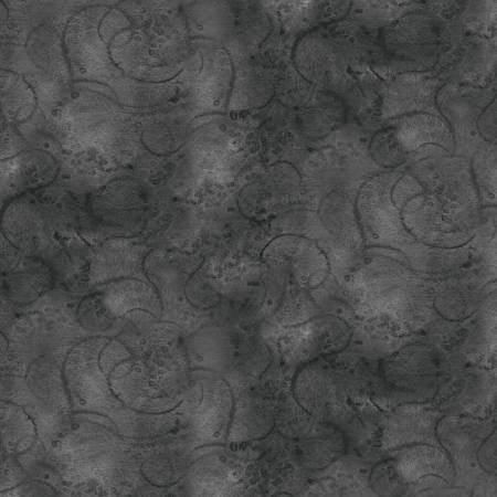Dark gray swirl fabric with painterly loop patterns