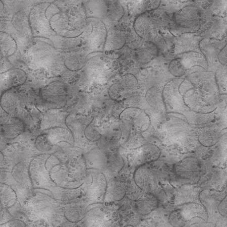 Gray painter swirl fabric with painterly circular line design