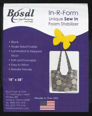 Black single-sided fusible foam stabilizer sheet, 58 in x 18 in