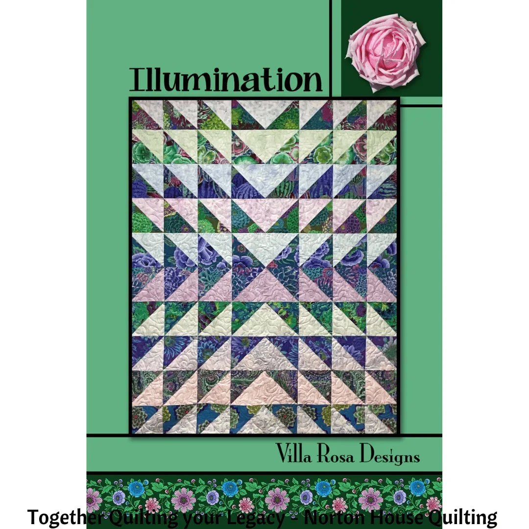 Quilt pattern featuring contrasting triangle and zigzag patchwork blocks