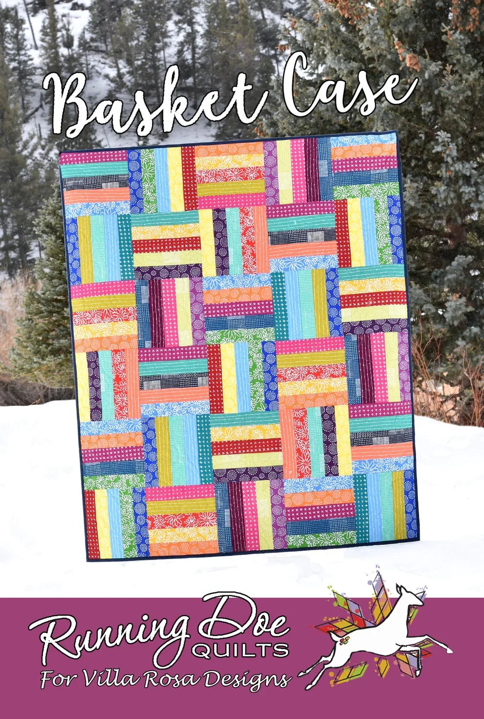 Basket Case quilt pattern showing multicolor patchwork with rectangular block design
