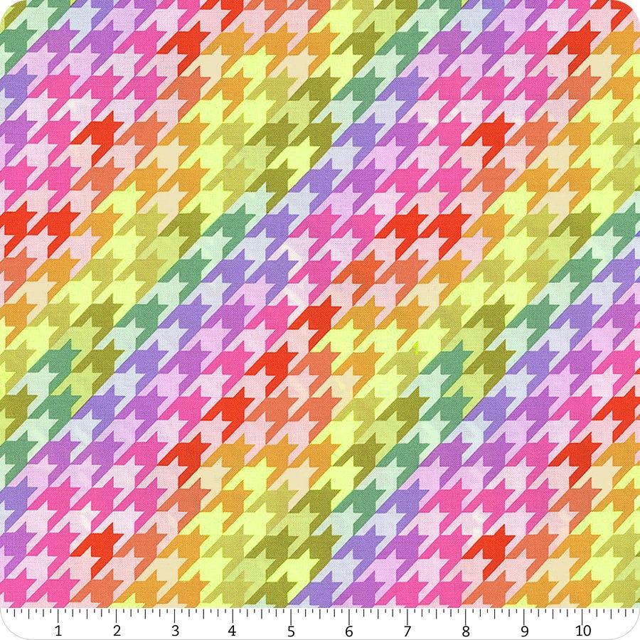 Multi-color geometric diamond pattern fabric swatch