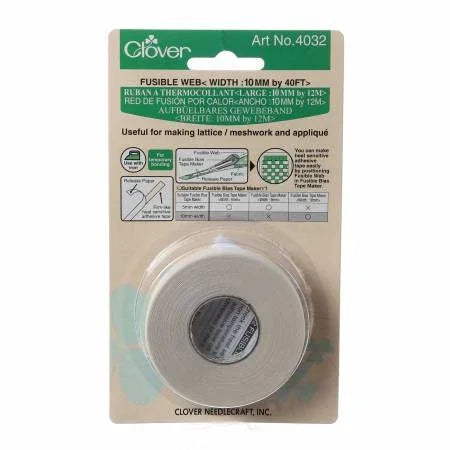 Fusible bias tape web roll, 10mm, light gray backing, Clover Art No. 4032