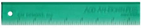 Green foundation paper piecing template strip with holes along one edge