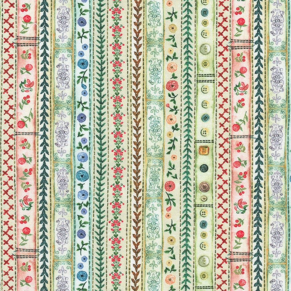 Make It Sew Ribbon Stripe Cream SRKD-22707-84 from Robert Kaufman Fabrics Sold by the Half Yard