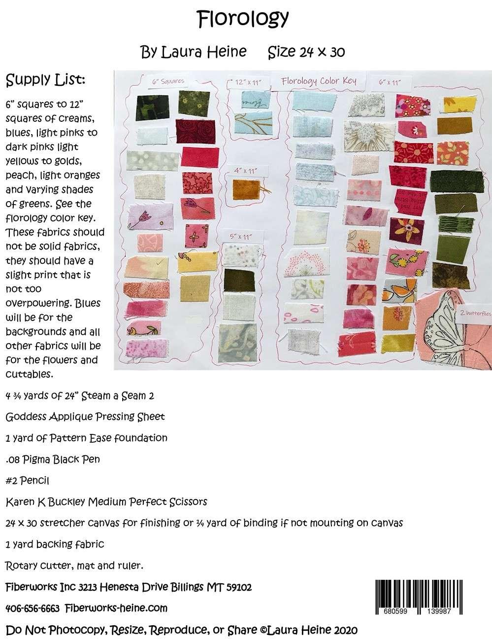 Florology collage pattern sheet with sample blocks and size 24 x 30