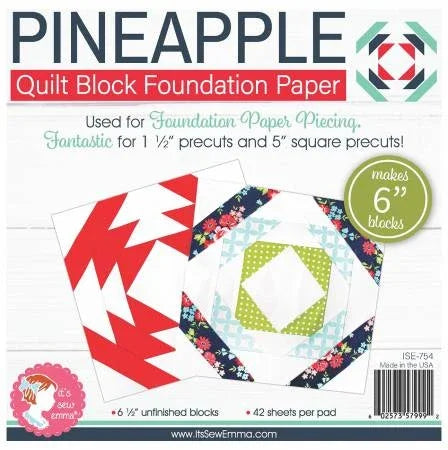 Pineapple quilt block foundation paper, 6-inch blocks, with precut guides