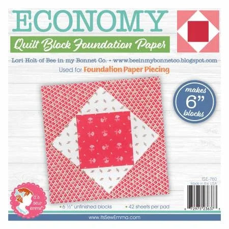 Quilt block foundation paper pad, 6-inch blocks, red and white pattern