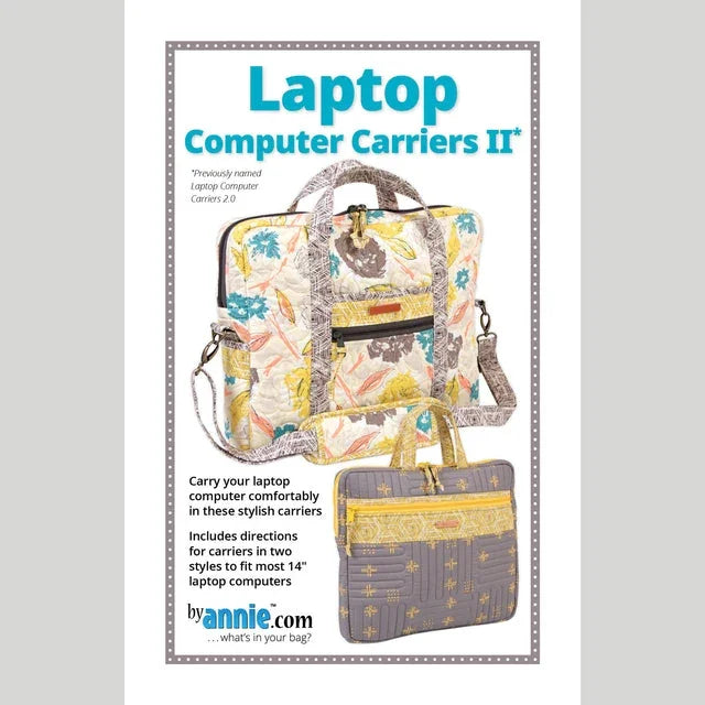 Laptop computer carriers II pattern booklet with colorful laptop carrier bag illustration