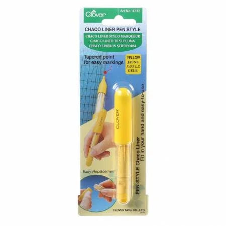 Yellow Chaco liner pen with tapered point for fabric marking