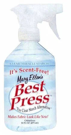 Scent-free spray starch bottle with Best Press label and trigger sprayer
