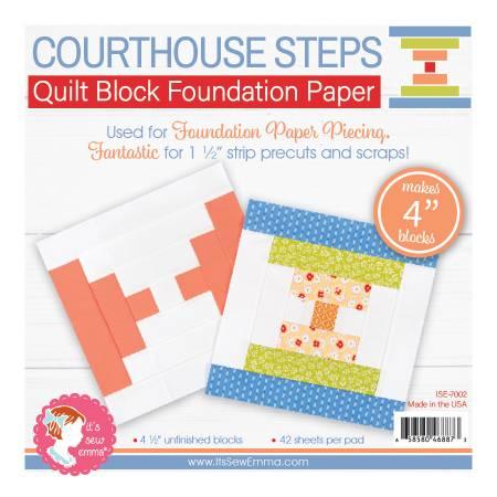 Courthouse Steps quilt block foundation paper set for 4 blocks, 42 sheets