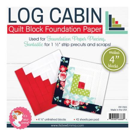 Log cabin quilt block foundation paper set for 4 in blocks, 42 sheets per pad