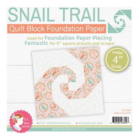 Snail Trail 4in quilt block foundation paper, printed pattern on sheets pad