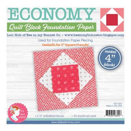 Quilt block foundation papers pack with red and white square pattern, 4 inch blocks