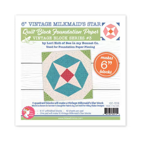Vintage Milkmaid Star Quilt 6in Foundation # ISE-7018 by Lori Holt of Bee in My Bonnet Co.