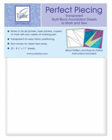 Transparent quilt block foundation sheets for piecing, flat rectangular sheet