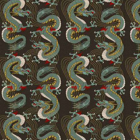 Kimonos and Koi Bold Dragon Black 120-24336 by Paint Brush Studio
