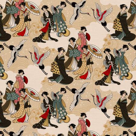Kimonos and Koi Cream Kimonos and Koi 120-24327 by Paint Brush Studio