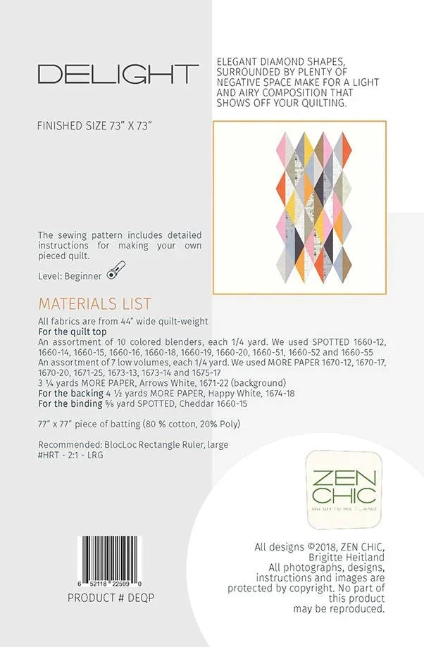 Delight ZC DEQP quilt pattern panel with multicolor geometric diamond blocks