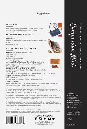 Companion Mini Pattern # LST139 from Sallie Tomato