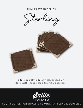 Brown fabric coaster squares, Sterling mini pattern series cards by Sallie Tomato