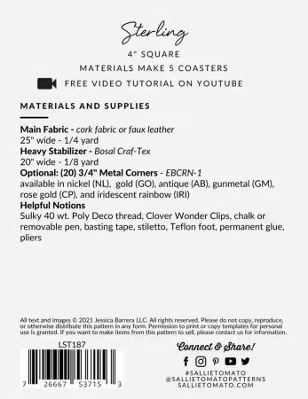 Sterling Coaster Pattern # LST187 from Sallie Tomato