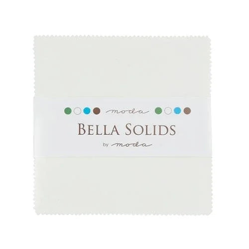 Charm pack of Bella Solids precut fabric squares, white, Moda