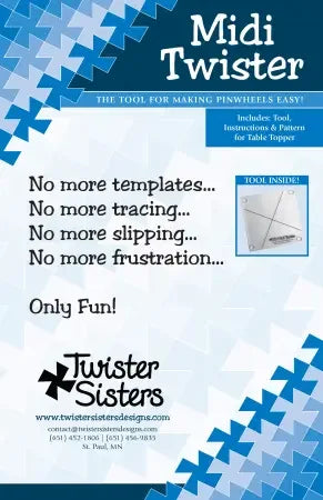 Pinwheel template packaging card with title, tool image inset, and no-slip icons