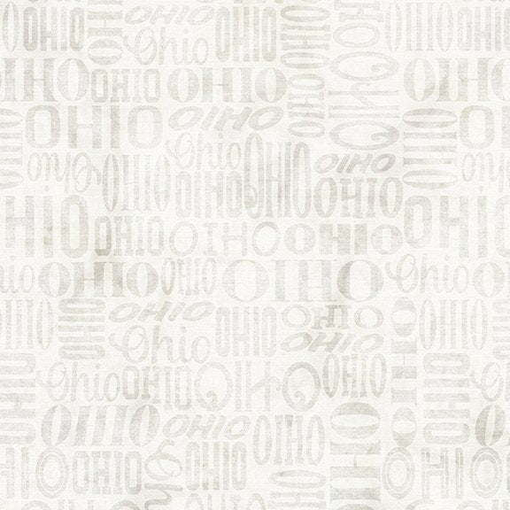 2026 All Ohio Shop Hop Fabric - Ohio Words Neutral Cream SH204-003 from Island Batik 2026AOSH