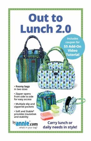 Lunchtime bag set with two matching patterned bags, zippered compartments and handles